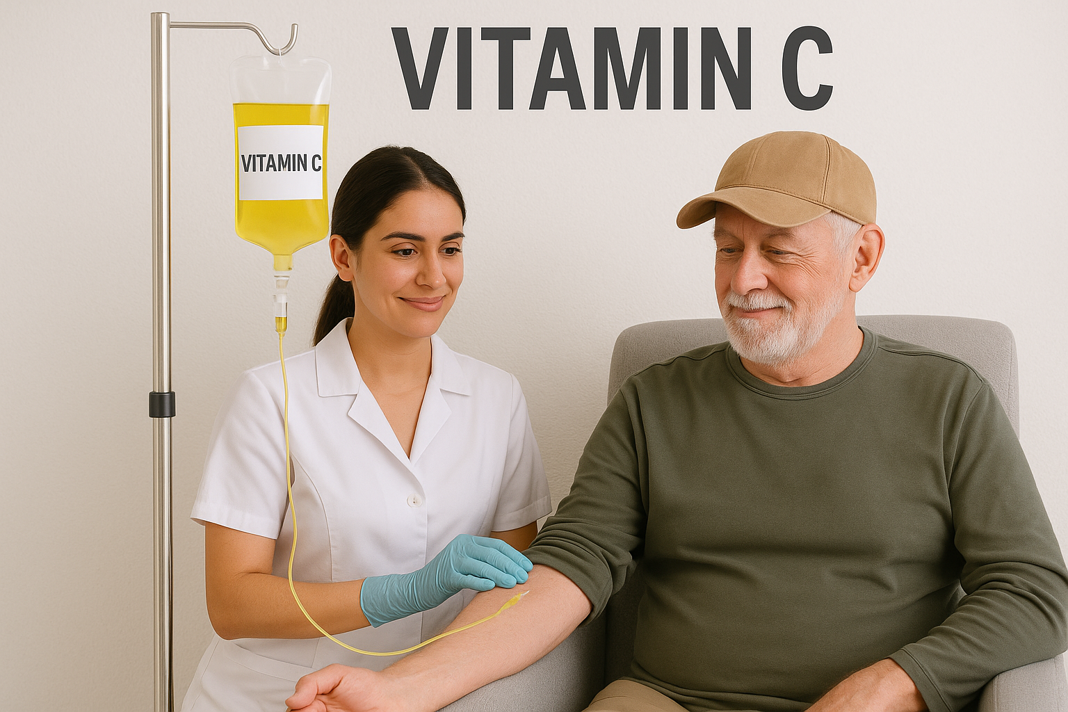 Vitamin C IV therapy — patient with IV under care of Paisa nurse